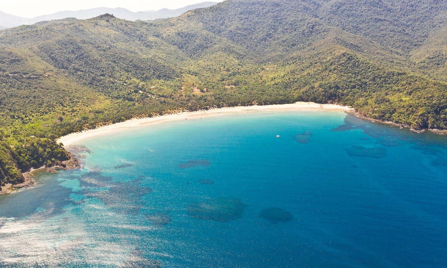 Aerial view of Nagtabon beach in Palawan