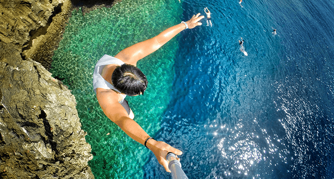 Cliff diving in Boracay